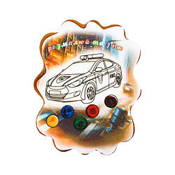 Пряник розмальовка з підкладкою Крафт Печиво Поліцейська машина 85г