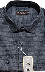 Класична чоловіча сорочка в клітку Salvatore Russo vd-0301 сіра з довгим рукавом, ошатна, стильна 44