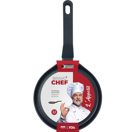 Сковорода для млинців Bravo Chef L'Appetit 22 см BC-1103-22Р, фото 1