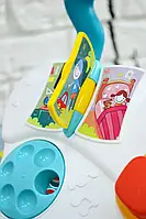 Ігровий центр HE0819 каталка-ходунки, дощечка для малювання, музика, світло, тріскачка, на батарейках в коробці, 46-34-11см, фото 8