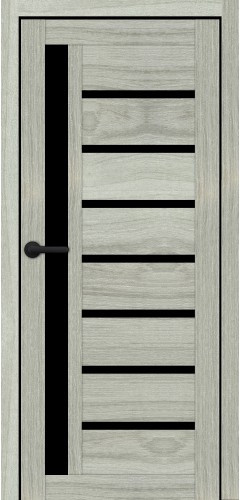 Двері міжкімнатні Порталіно PL-01 месина срібна чорне скло