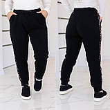 Трикотажні теплі жіночі штани батал із леопардовою вставкою збоку (р.48-62). Арт-2067/42, фото 2