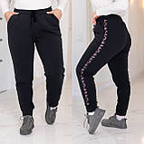 Трикотажні теплі жіночі штани батал із леопардовою вставкою збоку (р.48-62). Арт-2067/42, фото 4