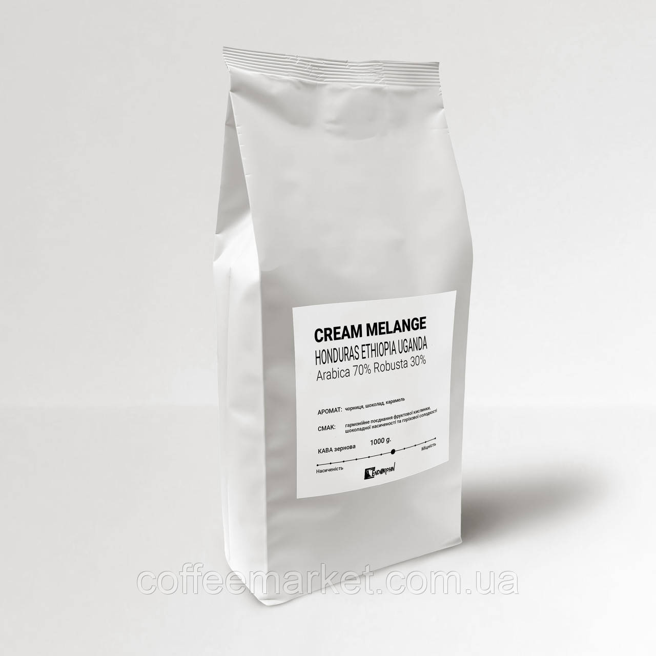 Кава зернова CREAM MELANGE 1 кг КРЕМ-МЕЛАНЖ Купаж: Арабіка 70% Робуста 30% Свіжообсмажена кава в зернах