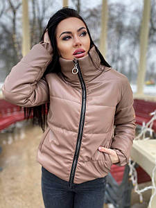 Жіноча тепла куртка еко-шкіра силікон 200 новинка 2021