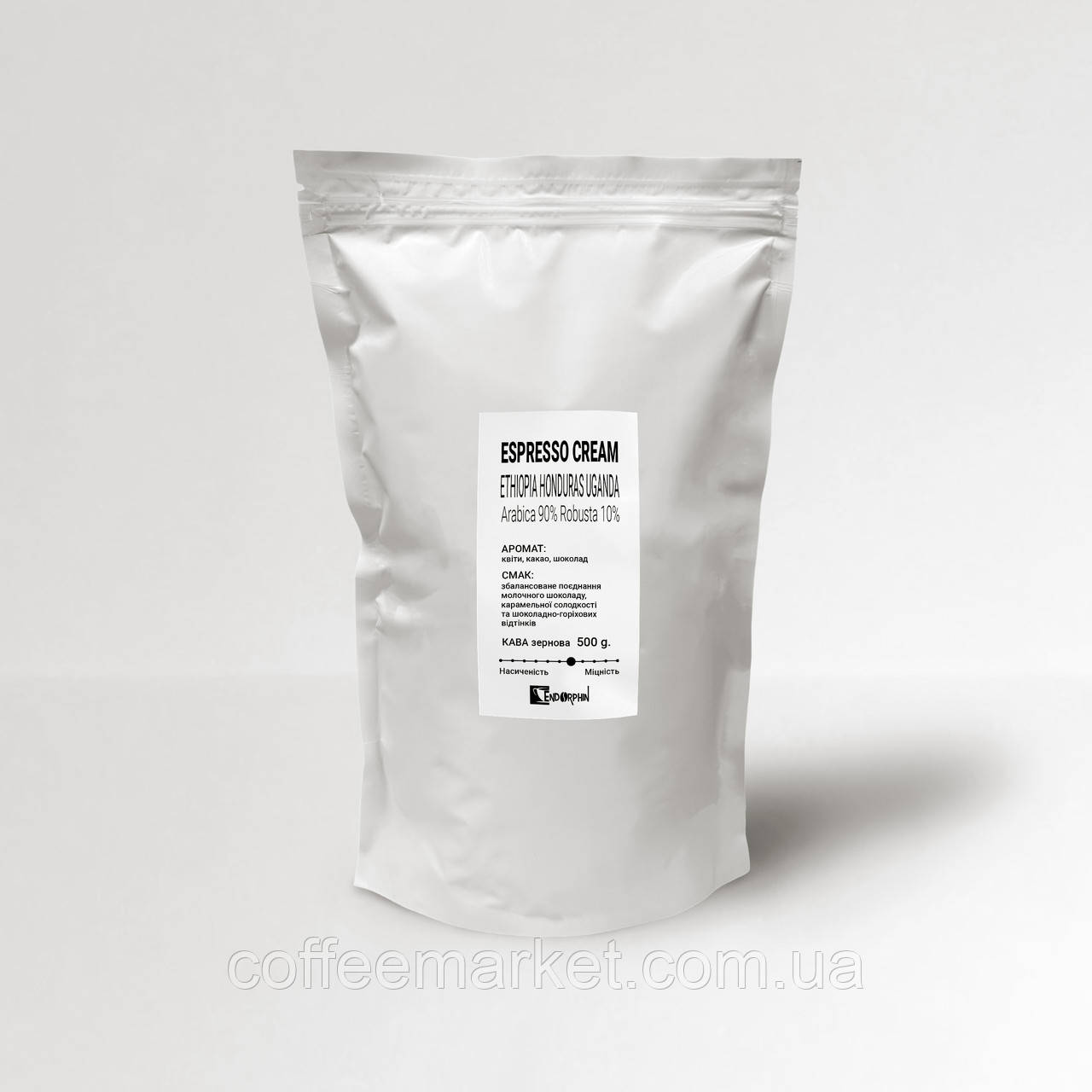 Кава зернова ESPRESSO CREAM 500 г ЕСПРЕСО КРЕМ Купаж: Арабіка 90% Робуста 10% Свіжообсмажена кава в зернах