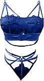 Жіночий комплект білизни із двох предметів трусики та бюстгальтер у синьому кольорі, фото 5