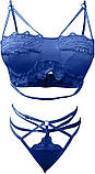 Жіночий комплект білизни із двох предметів трусики та бюстгальтер у синьому кольорі, фото 4