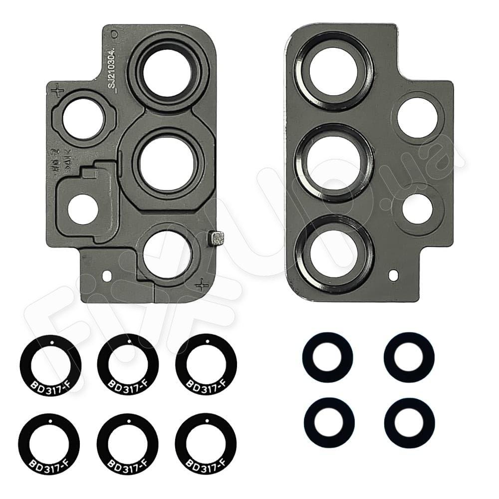 Скло камери для Samsung A725 Galaxy A72 2021, з рамкою, колір срібло, 5 шт.