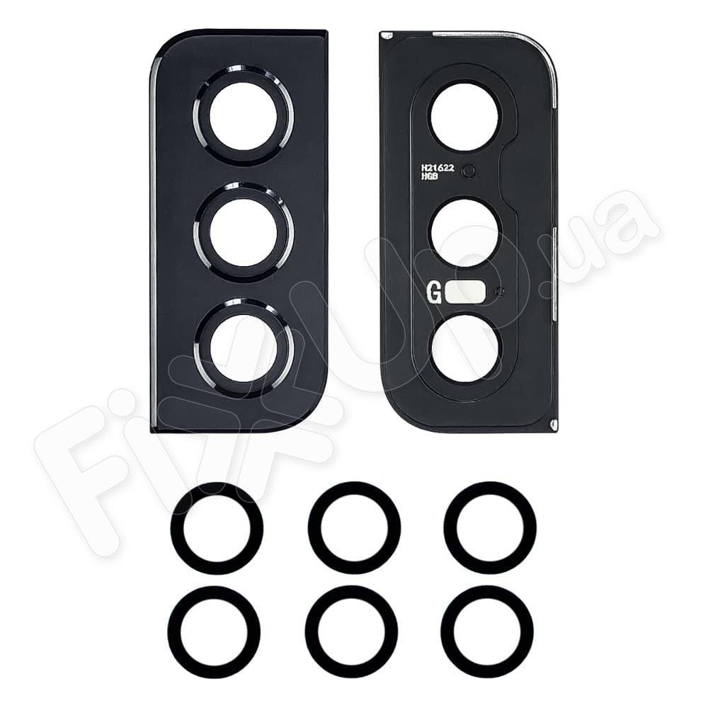 Скло камери для Samsung G991 Galaxy S21 2021, з рамкою, колір чорний, 3 шт.