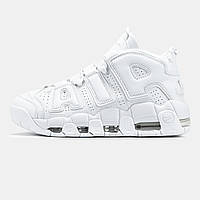 Білі шкіряні жіночі кросівки Nike Air More Uptempo 96 Демісезонні кросівки Найк Аптемпо