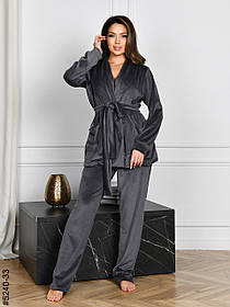 5240-33 Костюм домашній жіночий велюр (3 од: 42-44,46-48,50-52)