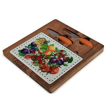 Дошка для сиру з приборами кольорова Le Primizie Brandani