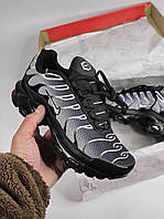 Чорно-білі текстильні жіночі кросівки Nike Air Max TN Plus / Демісезонні Найк Аїр Макс ТН