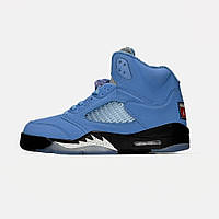 Сині жіночі шкіряні кросівки Nike Air Jordan 5 UNC Blue Демісезон Найк аїр Джордан 5
