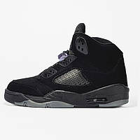 Чорні замшеві жіночі кросівки Nike Air Jordan 5 Retro Black Найк аїр Джордан 5