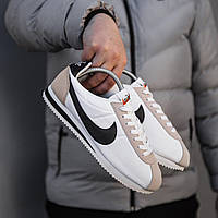 Білі замшеві чоловічі кросівки Nike Cortez Black White  Демісезонні кеди Найк Кортез