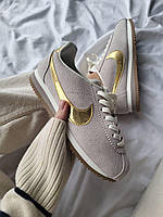 Сірі текстильні жіночі кросівки Nike Cortez Gold кеди Демісезонні Найк Кортез