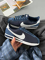 Сині замшеві жіночі кросівки Nike Cortez Blue/Navi  Демісезонні кеди Найк Кортез
