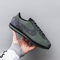 Зелені замшеві чоловічі кросівки Nike Cortez Khaki Grey Демісезонні кеди Найк Кортез