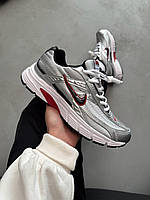 Сірі шкіряні жіночі кросівки Nike Initiator Silver/Red Демісезонні кросівки Найк