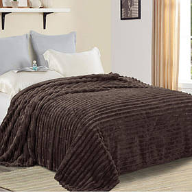 Плед Шарпей Преміум коричневий 160х210 із мікрофібри Велсофт полуторне покривало