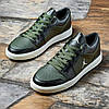 Чоловічі шкіряні кеди (натуральна шкіра) хакі демісезонні, чоловіче взуття весна осінь, розмір 40 41 42 43 44 45, фото 3