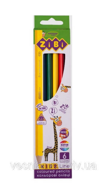 Олівці кольорові Набір 6 кольорів "Kids Line" ZB.2413 Zibi