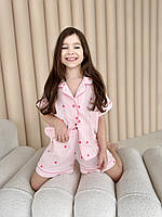 Мила дитяча піжама з мусліну з малюнком рожевих сердець для дівчинки на подарунок