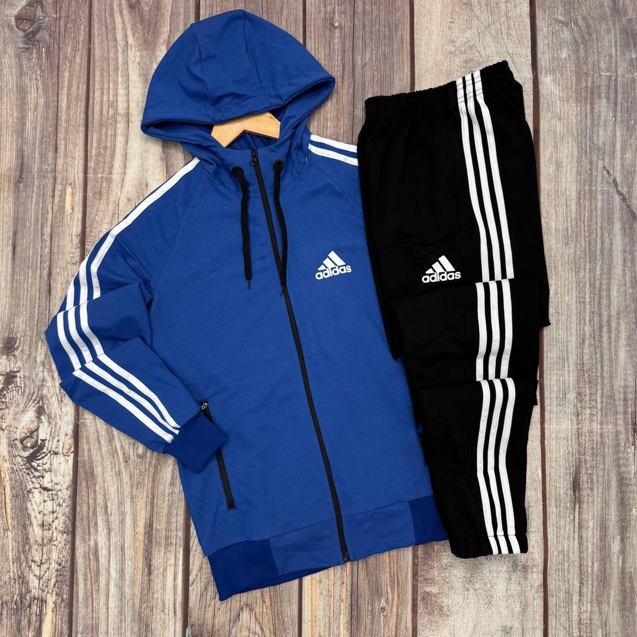 Чоловічий спортивний костюм Adidas на блискавці весняний осінній літній адідас чорний-синій