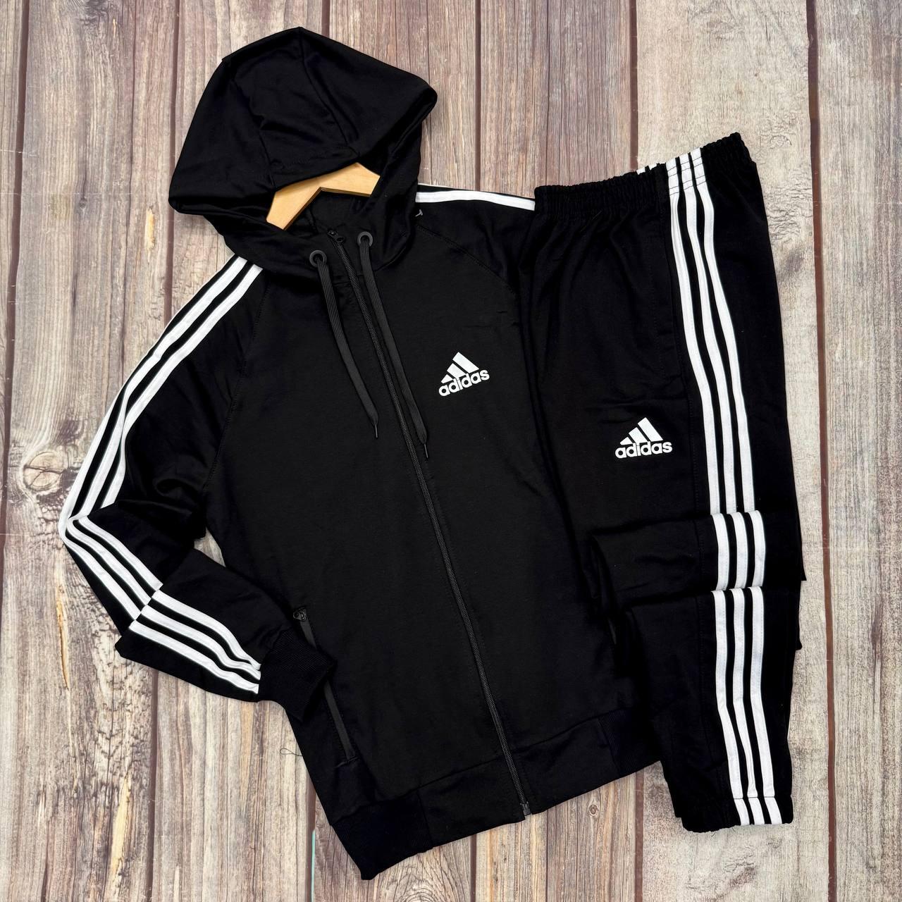 Спортивний костюм чоловічий Adidas з капюшоном весняний осінній літній адідас чорний
