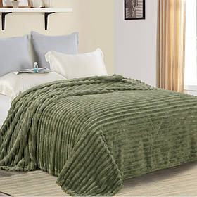 Плед Шарпей Преміум оливковий 160х210 із мікрофібри Велсофт полуторне покривало