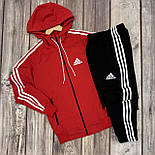Спортивний костюм чоловічий весна осінь Adidas Адідас трикотаж чорний (зіпка+штани)  Живе фото. Чоловічий костюм модний, фото 5