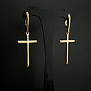 Срібні позолочені сережки підвіски хрестики на англійській застібці, фото 6