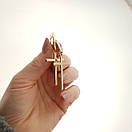 Срібні позолочені сережки підвіски хрестики на англійській застібці, фото 3