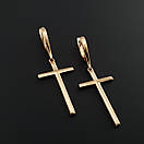 Срібні позолочені сережки підвіски хрестики на англійській застібці, фото 9