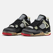 Чоловічі Кросівки Nike Air Jordan Retro 4 x Off White Bread / Найк Аїр Джордан Офф Вайт Брид Чорні, фото 5