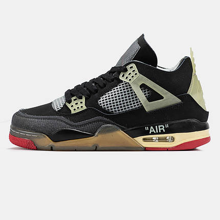 Чоловічі Кросівки Nike Air Jordan Retro 4 x Off White Bread / Найк Аїр Джордан Офф Вайт Брид Чорні, фото 1