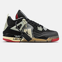 Чоловічі Кросівки Nike Air Jordan Retro 4 x Off White Bread / Найк Аїр Джордан Офф Вайт Брид Чорні, фото 3
