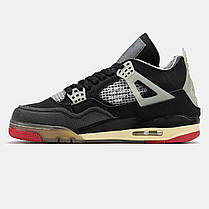 Чоловічі Кросівки Nike Air Jordan Retro 4 x Off White Bread / Найк Аїр Джордан Офф Вайт Брид Чорні, фото 4