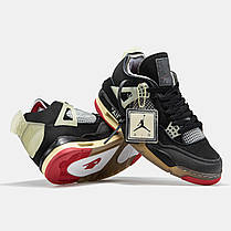 Чоловічі Кросівки Nike Air Jordan Retro 4 x Off White Bread / Найк Аїр Джордан Офф Вайт Брид Чорні, фото 6