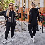 Теплий жіночий трикотажний прогулянковий костюм великих розмірів із подовженою кофтою (р.48-62). Арт-2162/42, фото 3