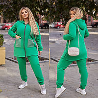 Теплий жіночий трикотажний прогулянковий костюм великих розмірів із подовженою кофтою (р.48-62). Арт-2162/42