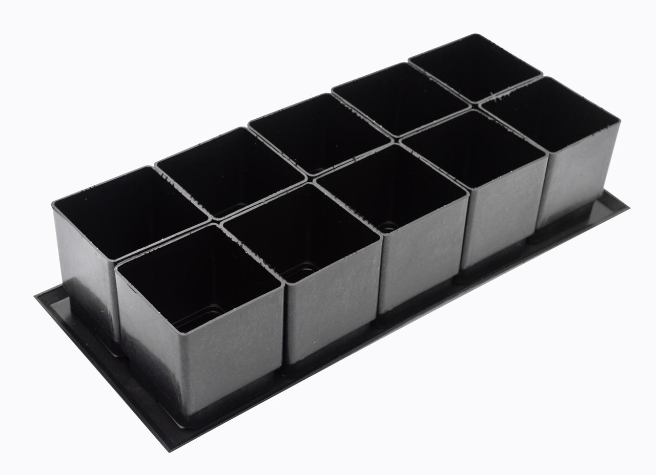 Комплект для розсади (10 горщиків + піддон) піддон 39*16*1 см, горщик 7*7*8 см, 350 мл (ПП КВВ), фото 1