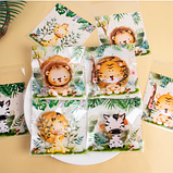 Пакети асорті Тварини прозорі з липкою стрічкою фасувальні малюнок 10х10х3 см набір звірі 10 шт, фото 2