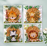 Пакети асорті Тварини прозорі з липкою стрічкою фасувальні малюнок 10х10х3 см набір звірі 10 шт, фото 3