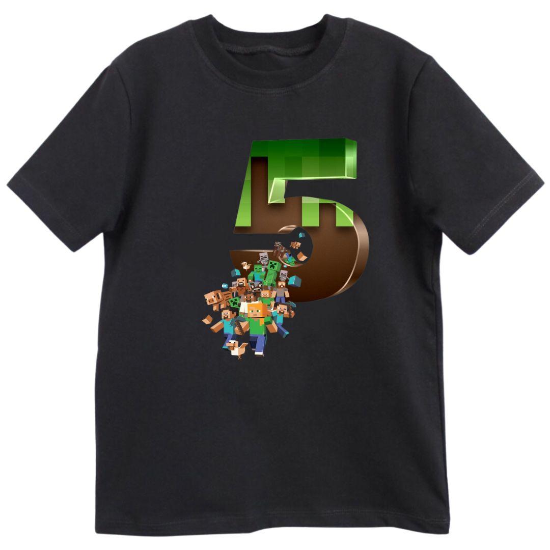 Дитяча чорна футболка з принтом Minecraft Майнкрафт - 5 років