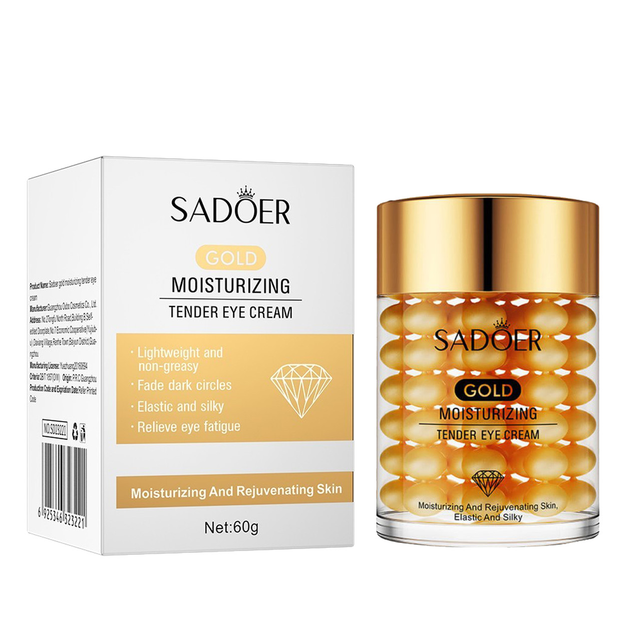 Капсульний крем для шкіри навколо очей SADOER Gold Tender зволожуючий та омолоджуючий 60 г