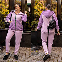 Теплий жіночий трикотажний спортивний батальний костюм (р.48-62). Арт-2186/42