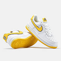 Чоловічі Кросівки Nike Air Force 1 x Kobe Bryant Low / Найк Аїр Форс 1 Кобі Брайант Низькі Білі з Жовтим, фото 6
